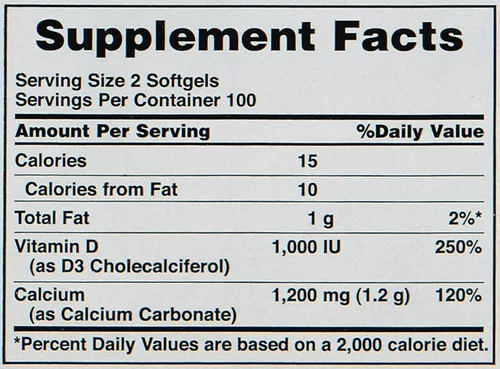Гордость пуритана поглощается кальцием с витамином D 3 1000IU