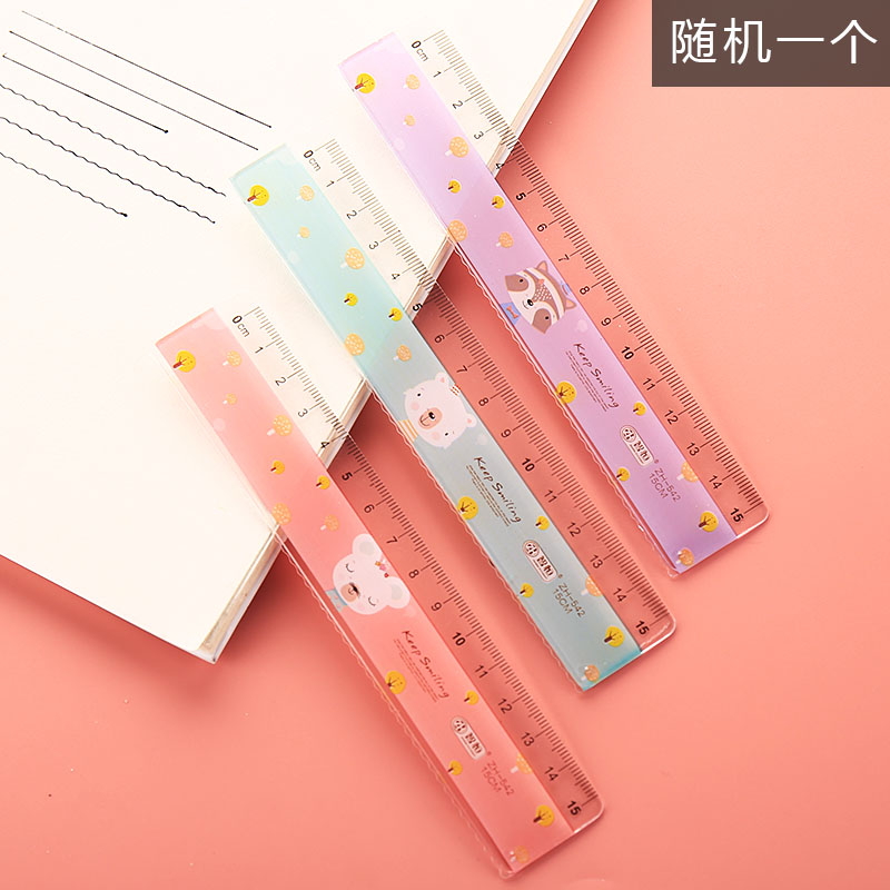 A 15Cm Ruler (Random Style)student Cartoon ruler 15 / 20cm measure tool the republic of korea Simplicity Stationery articles like a breath of fresh air multi-function ruler