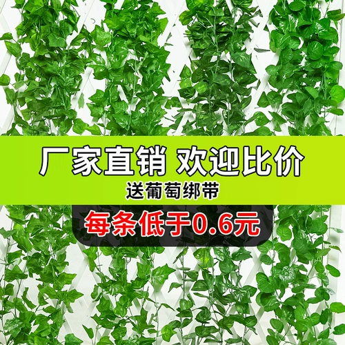 Симуляции виноградных листьев декоративная виноградная полоса поддельная виноградная лоза Пластиковые зеленые зеленые потолочные потолки Декоративные трубы, завернутые в зеленые растения