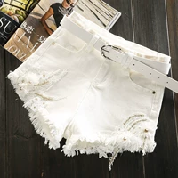 Джинсовая юбка, шорты, белые цветные летние штаны, модный эластичный мяч, высокая талия, в корейском стиле, свободный крой