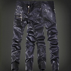 Кожаные брюки 皮裤男加绒加厚摩托车防风男士皮裤子防水挡风皮棉裤保暖防寒裤潮