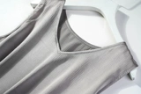 Шелковая ткань, платье без рукавов из жемчуга, юбка, V-образный вырез, свободный крой, средней длины