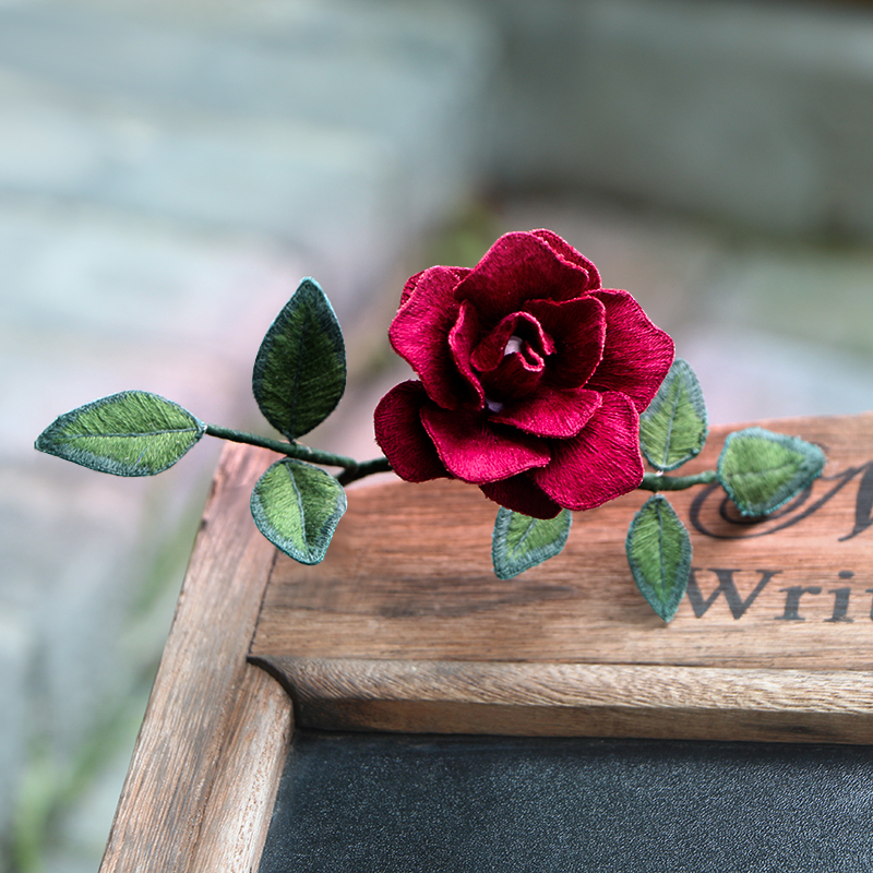 刺绣diy立体玫瑰手工创意制作布艺材料包新手成人初学绣3d丝带绣