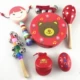 Miễn phí vận chuyển phim hoạt hình bằng gỗ hoa tambourine bộ gõ rattle maracas phách rattle bộ gõ trẻ sơ sinh và đồ chơi trẻ em