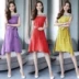 Mùa hè 2019 mới của phụ nữ phiên bản Hàn Quốc của nước hoa nhỏ lady khí chất lưới khâu eo váy giảm béo - váy đầm đầm đẹp váy đầm