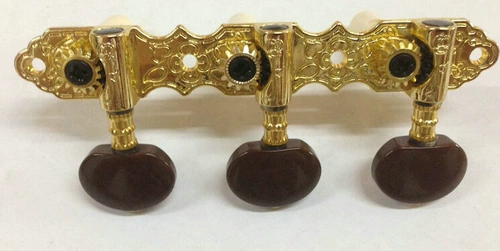 Новый продукт Классический трех -кладочный кнопку цинк сплавного сплавного золота классические гитарные кудри на липидном дереве Stringer Brown Tree