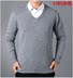 Áo len cashmere mùa đông nam v-cổ dày trung niên kinh doanh gà trái tim cổ áo len cha mặc áo len màu rắn áo khoác sơ mi nam Áo len Cashmere