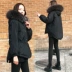 Chống mùa đặc biệt 2018 mùa đông Hàn Quốc phiên bản của trùm đầu nhỏ cổ áo lông thú lớn xuống áo khoác eo màu đen ngắn áo khoác nữ