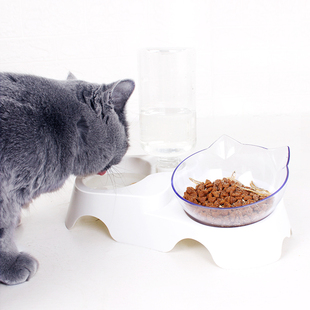 猫碗保护颈椎猫盆食盆自动饮水双碗