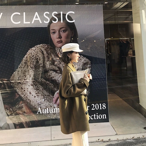 Шерстяное двусторонное шерстяное пальто, в корейском стиле