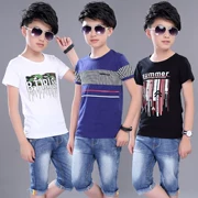 Áo thun bé trai ngắn tay hè 2018 new boy 5 trẻ em 6 cotton 7 từ bi 9 áo trẻ em lớn 11-13 tuổi