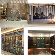 Резная перегородка 时尚高端不锈钢屏风隔断定制 酒店会所不锈钢屏风金属隔断定制