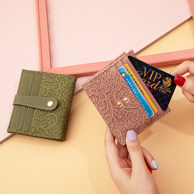 taobao agent Card holder, retro shoulder bag, universal polyurethane short small wallet, with embroidery, 2021 collection