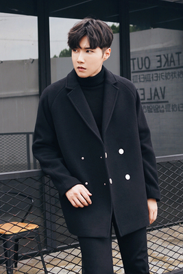 MRCYC Hàn Quốc phiên bản của raglan tay áo len áo khoác nam xu hướng rắn màu lỏng đôi ngực áo len áo khoác áo khoác thủy triều áo khoác nam Áo len