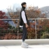 MRCYC Hàn Quốc phiên bản của cao cổ áo đan áo len nam lỏng đầu hoang dã side chia ngã ba trở lại twist dệt vest Áo len cổ tròn