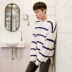 MRCYC lỏng áo len nam Hàn Quốc phiên bản của vòng cổ dài tay nam xu hướng áo thun sọc quần áo áo len dày áo len nam cổ tim Hàng dệt kim