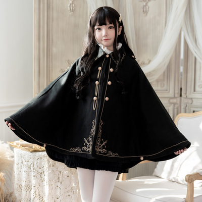 taobao agent Demi-season woolen trench coat, Lolita style, with embroidery, increased thickness