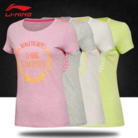 16 mùa hè đích thực Li Ning của phụ nữ thể thao loạt áo thun cotton ngắn tay GHSL038-1-2-3-4 - Áo phông thể thao áo thun tập gym