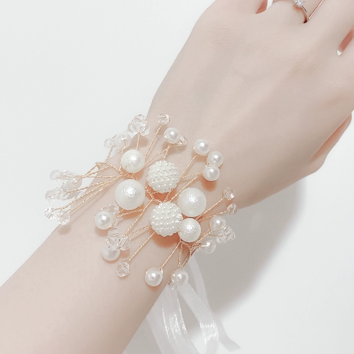 Цветок на запястье для невесты, аксессуар, детское платье подружки невесты, свадебное платье из жемчуга, для подружки невесты, изысканный стиль