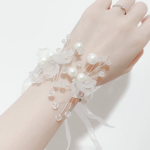 Цветок на запястье для невесты, аксессуар, детское платье подружки невесты, свадебное платье из жемчуга, для подружки невесты, изысканный стиль