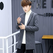 Mùa thu đông 2018 nam mới áo dài phiên bản Hàn Quốc áo len tự trồng thanh niên áo len màu rắn