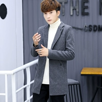 Mùa thu đông 2018 nam mới áo dài phiên bản Hàn Quốc áo len tự trồng thanh niên áo len màu rắn áo lạnh nam