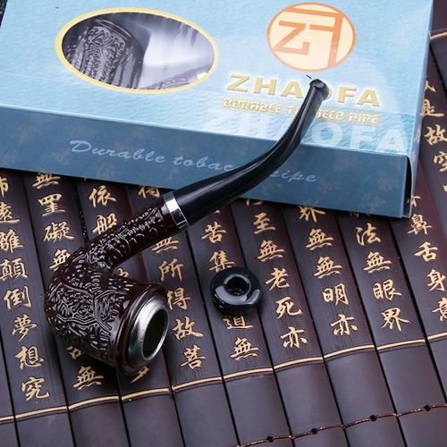 Изогнутый китайский фильтр ручной работы из черного дерева, мужская сумка для сигарет, аксессуары для курения, старомодный держатель для трубки двойного назначения из нетвердого дерева