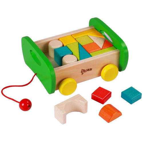 Детские интеллектуальные деревянные ходунки, детский конструктор со шнуром, прицеп, игрушечная машина, США, 2-34 лет