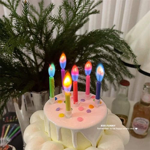 Ins color flame candle carte cake decorative wax light liner festival festival ceremonies
