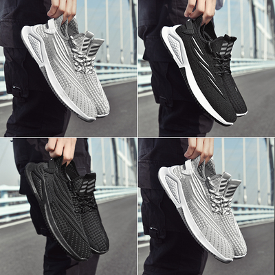 男鞋2021新款韩版潮流透气运动跑步鞋子夏季飞织休闲青年红色潮鞋