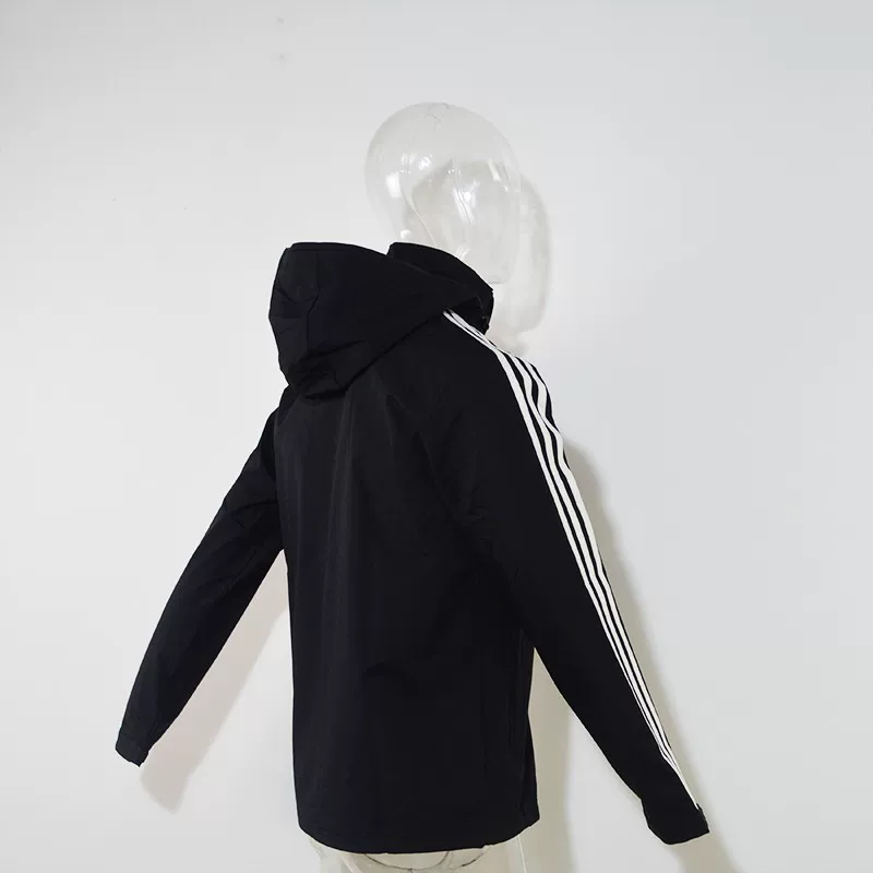 Черное спортивное плащ-тренч с капюшоном Adidas/