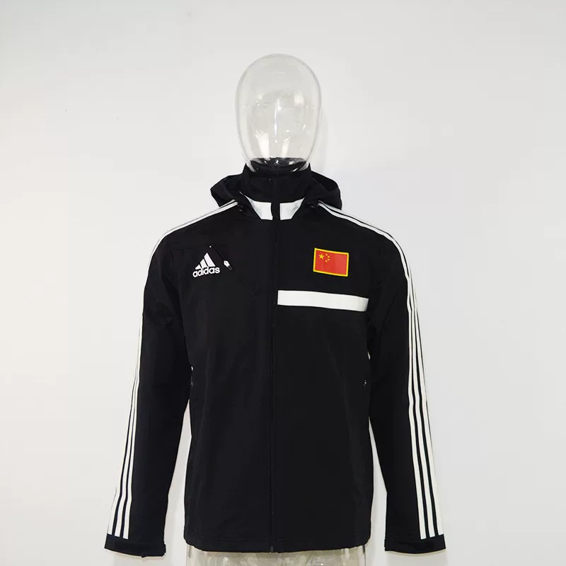 Черное спортивное плащ-тренч с капюшоном Adidas/