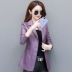 Áo khoác da nữ ngắn phù hợp với áo khoác da nhỏ 2019 Hained phiên bản mới của Hàn Quốc giảm béo thon gọn cỡ lớn cho nữ - Quần áo da