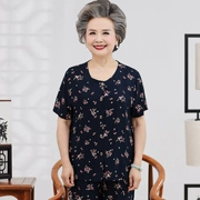 60-70-80 tuổi trung niên của phụ nữ mùa hè phù hợp với ngắn- tay cũ quần áo bà mùa hè bông lụa hai mảnh