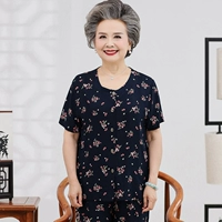 60-70-80 tuổi trung niên của phụ nữ mùa hè phù hợp với ngắn- tay cũ quần áo bà mùa hè bông lụa hai mảnh áo đầm trung niên