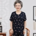 60-70-80 tuổi trung niên của phụ nữ mùa hè phù hợp với ngắn- tay cũ quần áo bà mùa hè bông lụa hai mảnh áo đầm trung niên Phụ nữ cao cấp