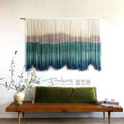 Màu xanh nghệ thuật vuông ins Bắc Âu dệt tay nhuộm tấm thảm phòng khách trang trí phòng ngủ dệt vải tùy chỉnh tấm thảm