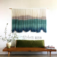 Màu xanh nghệ thuật vuông ins Bắc Âu dệt tay nhuộm tấm thảm phòng khách trang trí phòng ngủ dệt vải tùy chỉnh tấm thảm tấm thảm treo tường