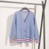 2018 mùa thu mới của Hàn Quốc jacquard lỏng đơn ngực V-Cổ đan cardigan áo khoác nữ áo len ZB1736AG áo gile hàn Cardigan