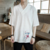 Phong cách trung quốc Tang phù hợp với cải thiện Hanfu thêu linen nam mùa hè Trung Quốc cotton ngắn tay thanh niên nằm trang phục dân tộc Trang phục dân tộc