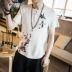 Trung quốc Tang phù hợp với Hanfu Trung Quốc phong cách của nam giới retro loose linen T-Shirt mùa hè trang phục dân tộc thanh niên cotton ngắn tay áo bộ đồ nam nữ Trang phục dân tộc
