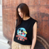 Allgender Chang Xiaohui In Không Thường Xuyên Không Tay Vest Hợp Thời Trang Ngắn Tay Áo T-Shirt Couple Tops Triều Áo khoác đôi