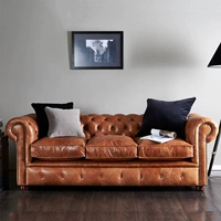 Sofa Mỹ nhỏ căn hộ sofa da phòng khách sofa đặt PU da sofa đôi sofa hậu hiện đại - Ghế sô pha sofa băng