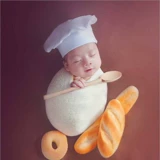 Новорожденная полнолуние детская фотография Шеф -повар Hat Mini Shovel Pot Flat Pan -Wrread Bun Метод прокат -штифт и верхняя часть опоры