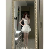 Майка, летнее платье, приталенный милый корсет, юбка с бантиком, А-силуэт, юбка-пачка