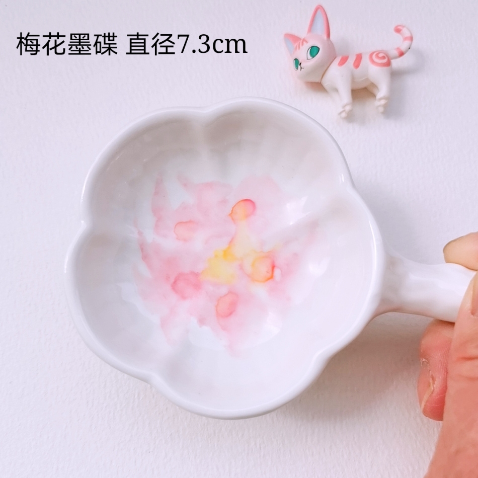 Lotus Root ColorWatercolor Palette ceramics Oil Painting Traditional Chinese painting Painting pigment white Porcelain rectangle Three grid disc rose Palette