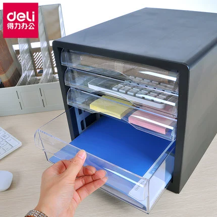 Deli Desktop File Cabinet 9774 Офис -хранение ящик для хранения Файл. Четырех -слой четырехслойной пластиковой стойки