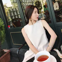 Phụ nữ 2019 hè mới khí chất nhỏ tươi eo cao Một chiếc váy không tay phiên bản Hàn Quốc của chiếc váy thẳng nữ mỏng - Váy eo cao đầm nhún eo
