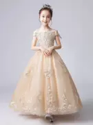 Trẻ em công chúa váy piano trang phục cô gái váy dạ hội 12 tuổi khóa tròn piano cao quý từ vai tiên mơ - Váy trẻ em