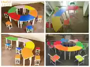 Nội thất trường học mới tiểu học bàn đào tạo đạo cụ kết hợp bảng vòng cung nghệ thuật vòng bảng màu bàn học sinh - Nội thất giảng dạy tại trường